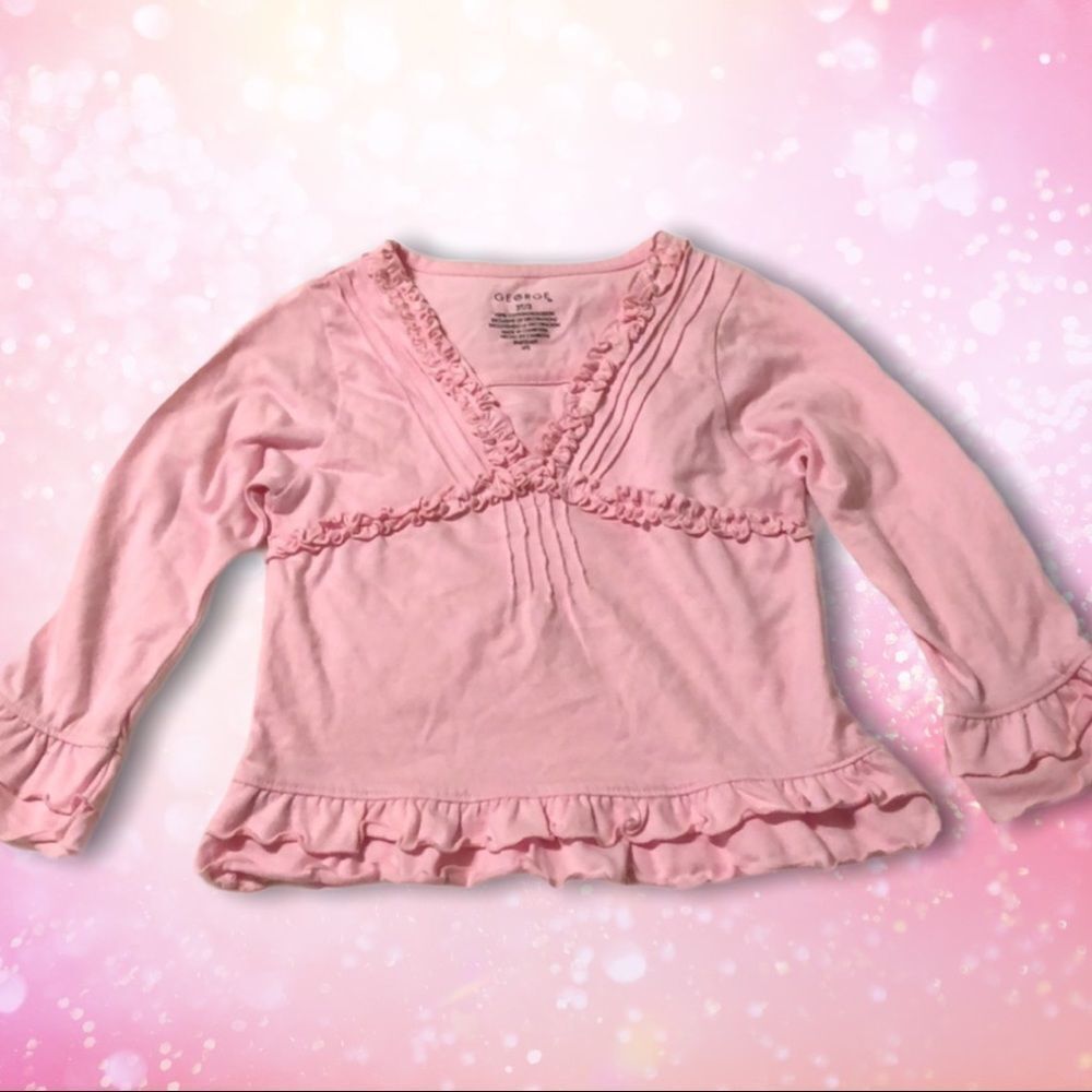 George Pink Ruffles Long Sleeve Top Girls 3T